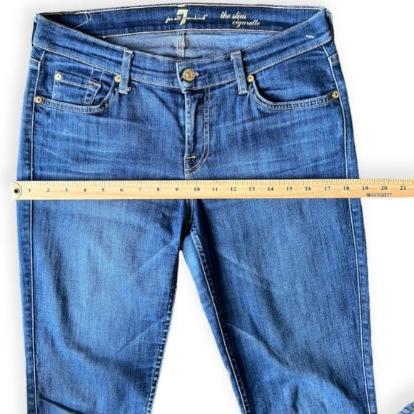 7 For All Mankind the Slim Cigarette Raw Hem Blue Women’s Jeans. Size 29 - Picture 5 of 9